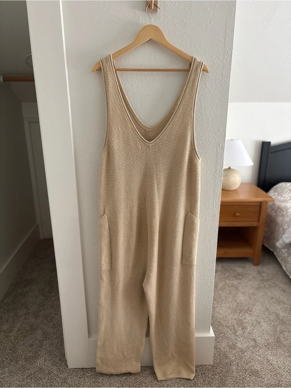 Free People Beach Cream Knit Tank Jumpsuit